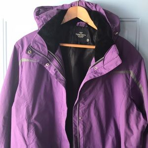 2XL(18-20) Women’s Plus Purple Hooded w/Pockets Raincoat, FADED GLORY